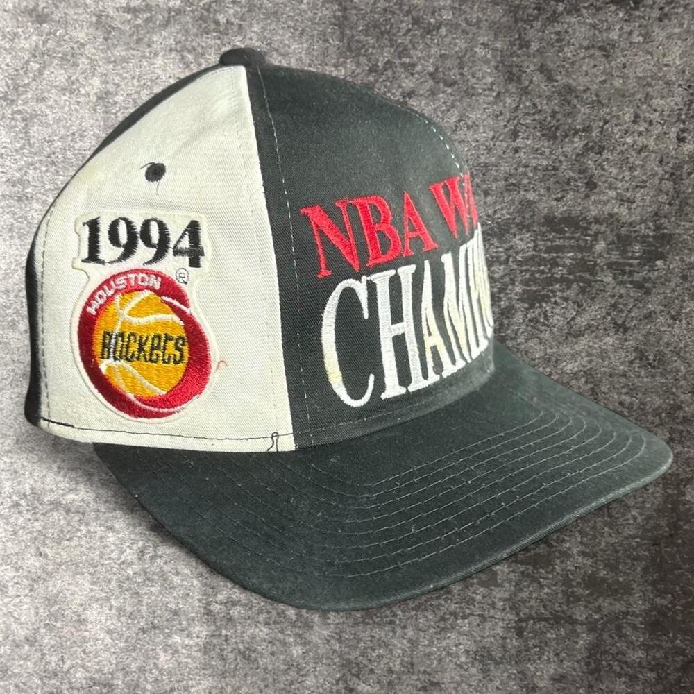 Vintage 1994 Houston Rockets NBA Champions Starter Snapback Hat Black Red Retro